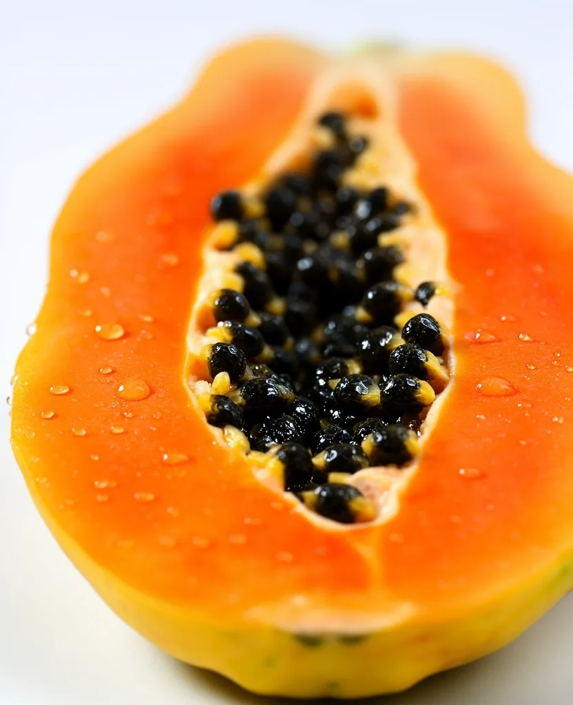 Detalle de papaya fresca