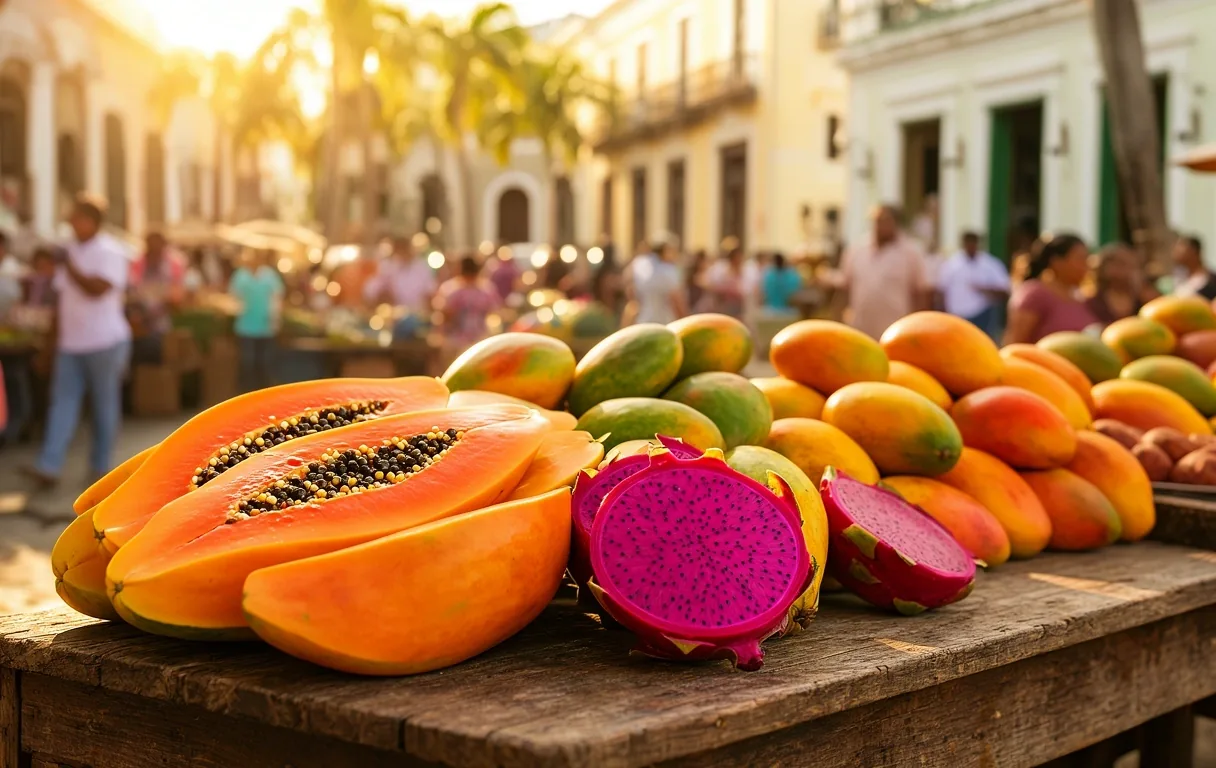 Mercado local en Cartagena con frutas frescas