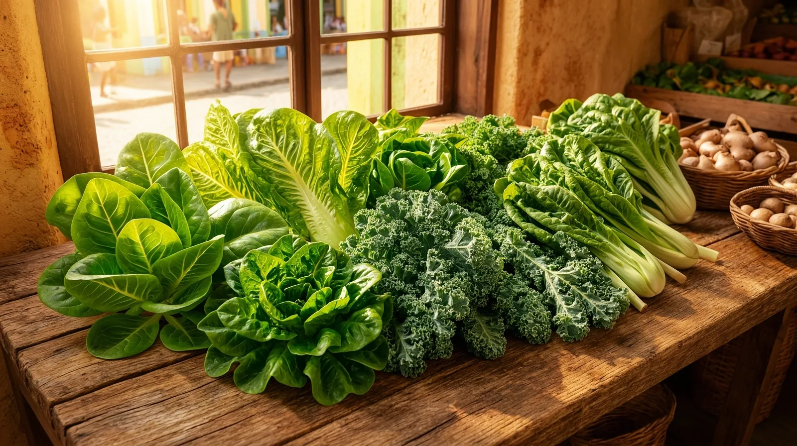 Hojas verdes frescas y vegetales de Flora Orgánica